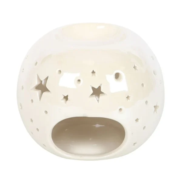 White Iridescent Star Oil Burner and Wax Warmer