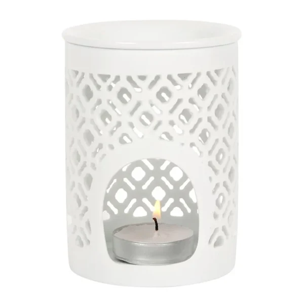 White Matte Lattice Cut Oil Burner