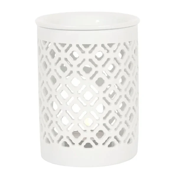 White Matte Lattice Cut Oil Burner