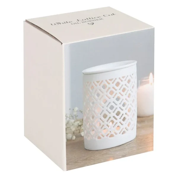 White Matte Lattice Cut Oil Burner