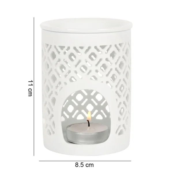 White Matte Lattice Cut Oil Burner