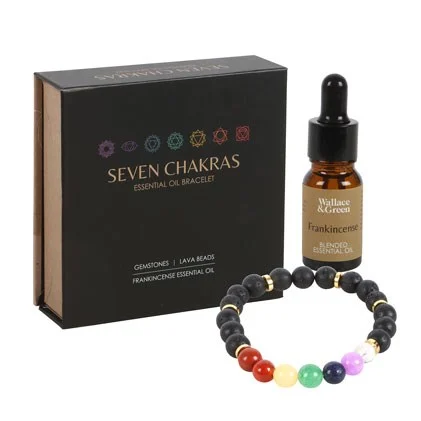 Seven Chakra Mixed Gemstone Essential Oil Bracelet