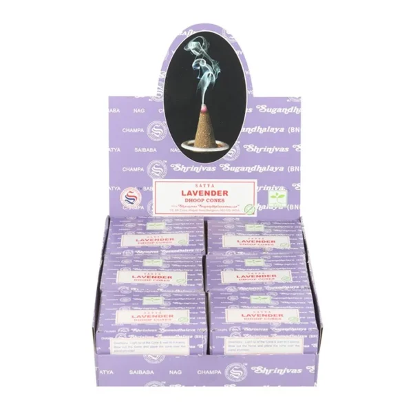 12 Packs of Lavender Dhoop Incense Cones by Satya