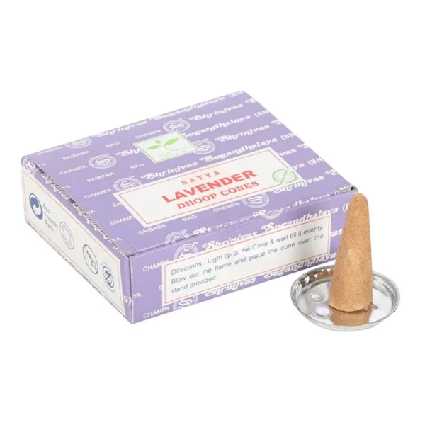 12 Packs of Lavender Dhoop Incense Cones by Satya