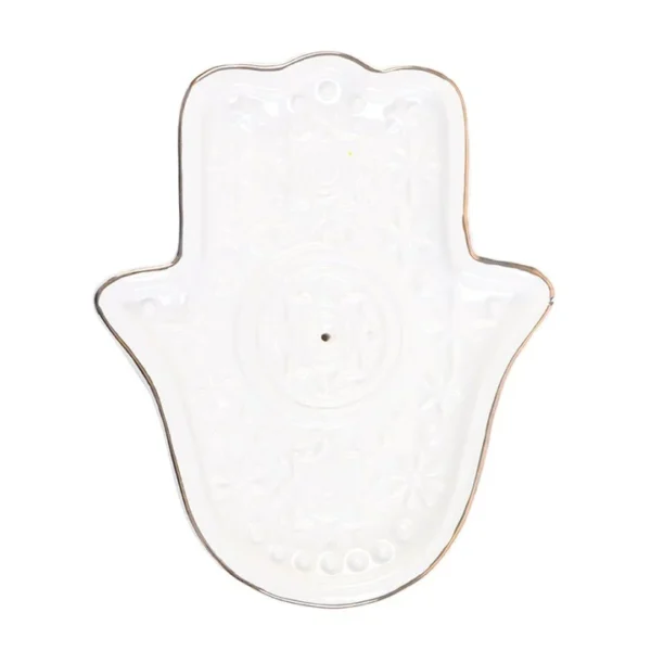 White Hand of Hamsa Incense Holder and Trinket Dish