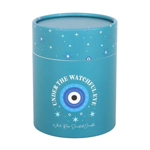 Under Watchful Eyes White Rose Candle with Crystals