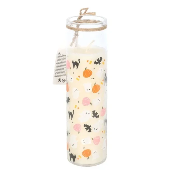 Sweet and Spooky Print Candy Corn Tube Candle