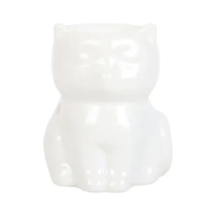 Shiny White Cat Oil Burner