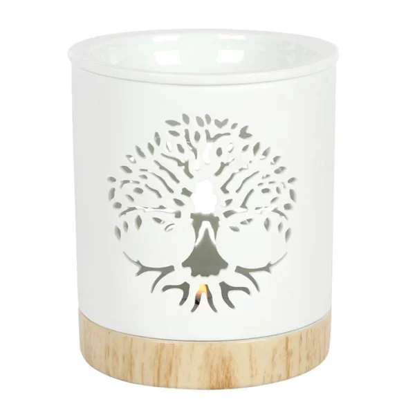 White Tree of Life Cut Out Ceramic Oil Burner (6/18)
