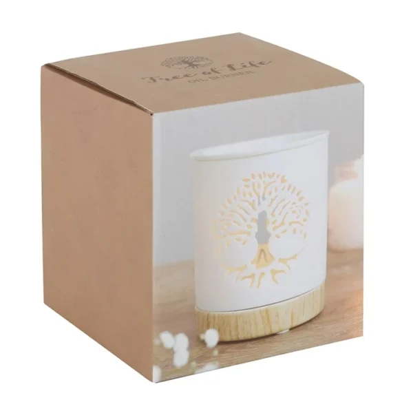 White Tree of Life Cut Out Ceramic Oil Burner (6/18)