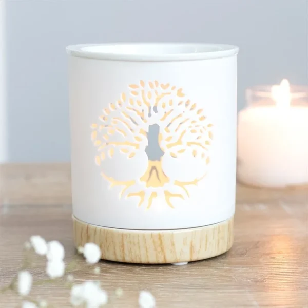 White Tree of Life Cut Out Ceramic Oil Burner (6/18)